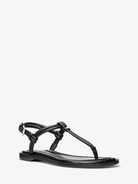 MICHAEL KORS Astra Leather T-Strap Sandal