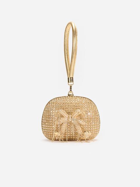 self-portrait Gold Crystal Top Handle Clutch Bag