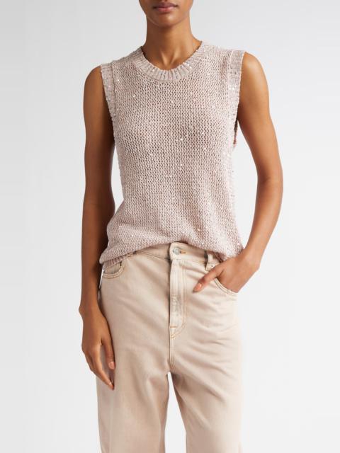 Golden Goose Golden Goose Sequin Mesh Knit Tank in Shadow Gray at Nordstrom