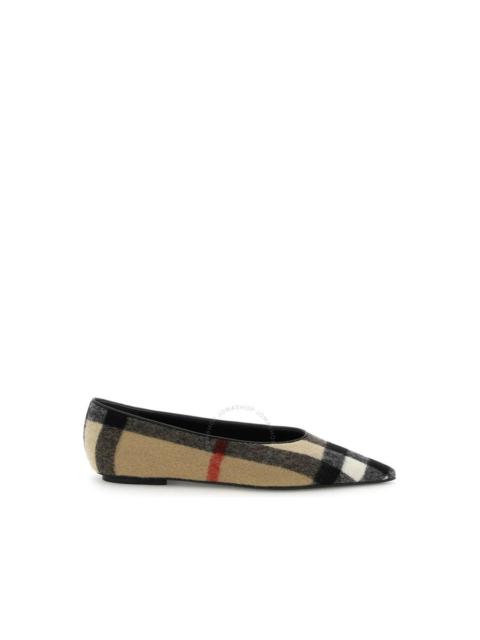 Burberry Burberry Ladies Madelina Archive Beige Checked Ballerina Flats