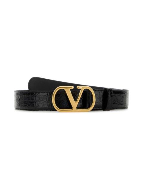 Valentino Black Leather Vlogo Belt
