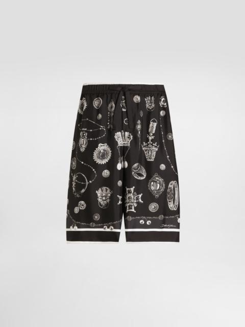 Dolce & Gabbana Medal-print silk twill bermuda shorts