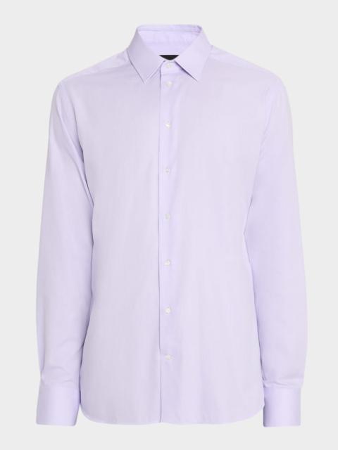 EMPORIO ARMANI Men's Cotton Micro-Texture Point Collar Dress Shirt