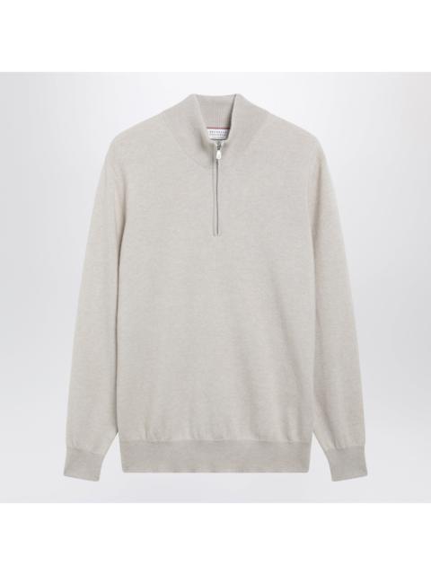 Brunello Cucinelli Brunello Cucinelli Sand Cashmere Half-Zip Turtleneck Sweater Men