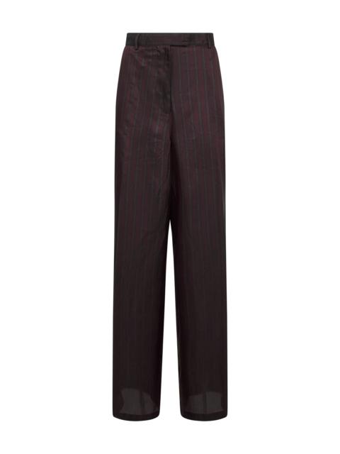 Dries Van Noten Dries Van Noten Women Brown Striped Cupro Wide-Leg Trousers