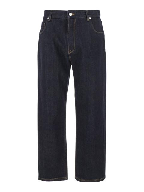 Fendi Men Blue Five Pocket Jeans With Fendi Club Patch On The Back In Denim Man