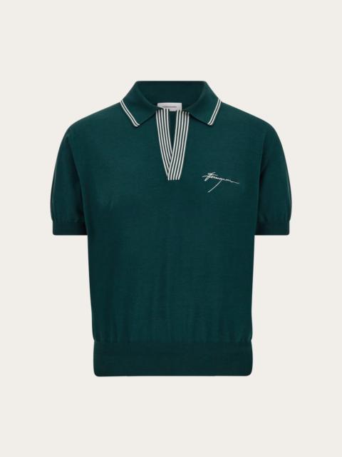 Silk blend polo shirt