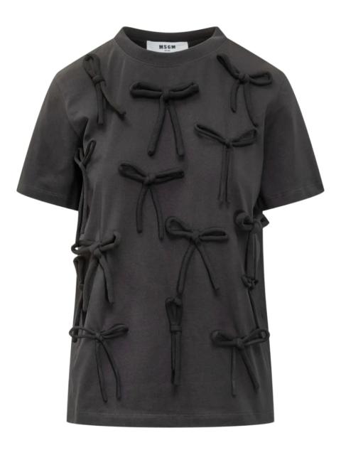 MSGM All Over Ribbon Detail T-Shirt