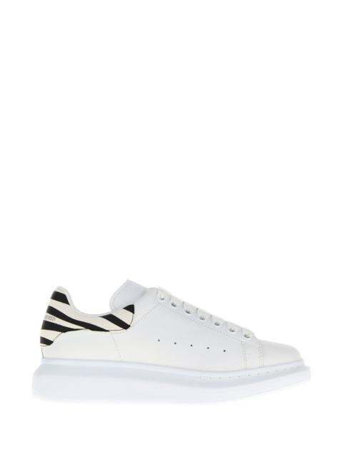 Alexander McQueen White leather sneakers with printed suede heel