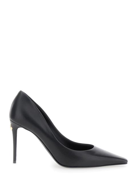Dolce & Gabbana Women Black Pointed Pumps With Dg Detail In Leather Woman