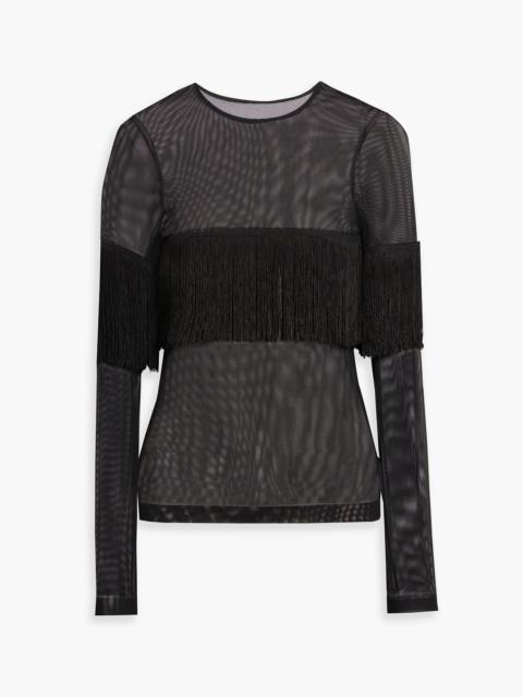 NORMA KAMALI Fringed stretch-mesh top