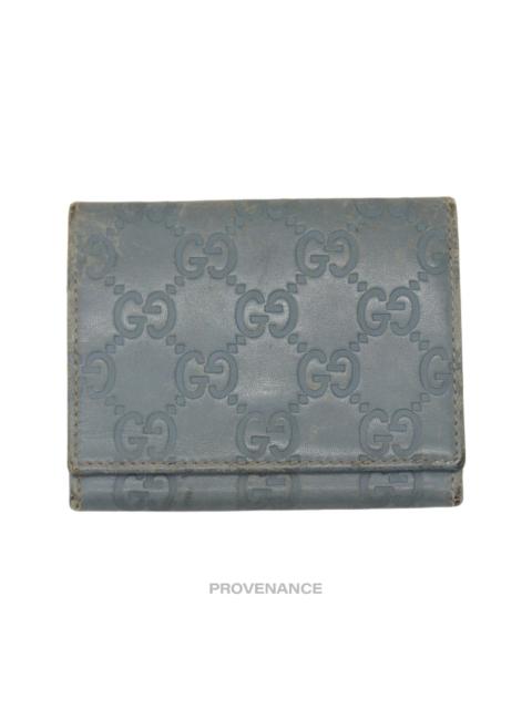 GUCCI Gucci Card Holder Wallet - Powder Blue Guccissima Leather