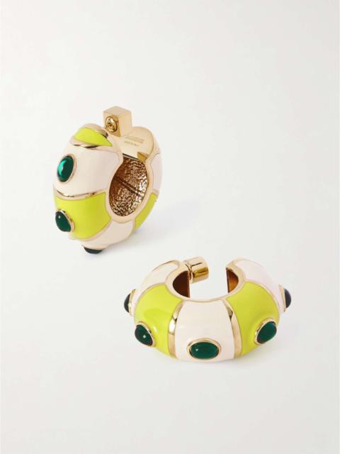 Les Boucles Rayures gold-tone, enamel and crystal earrings Yellow