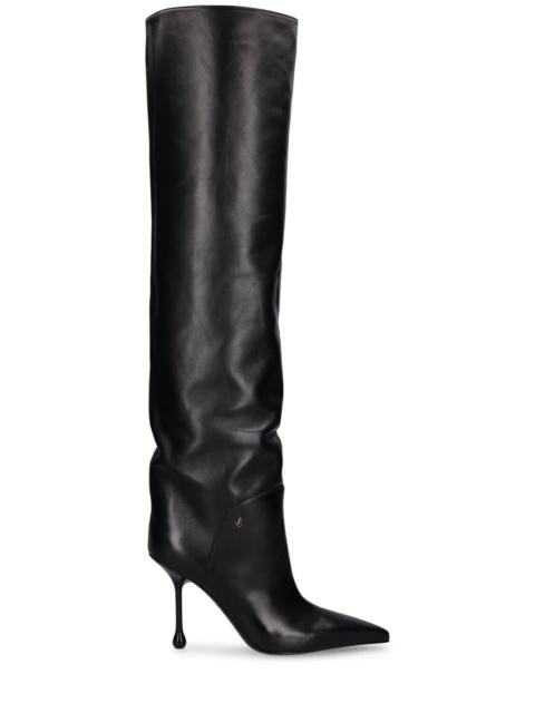 JIMMY CHOO JIMMY CHOO Cyas Black Leather 95mm Knee Boots New