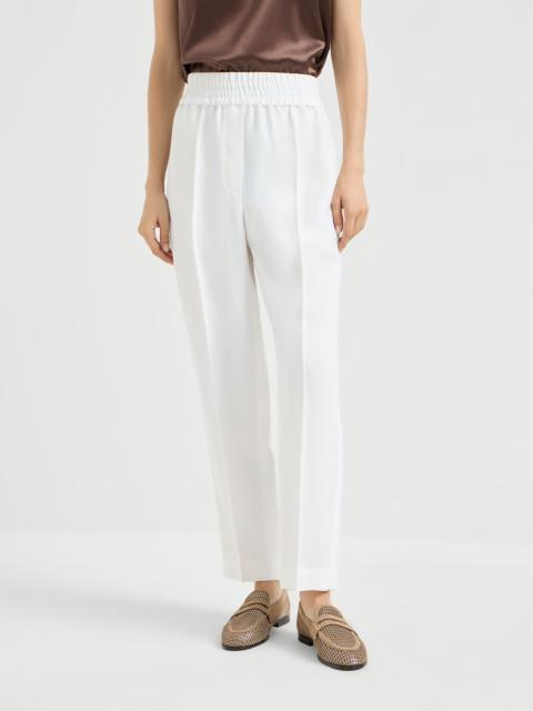 Brunello Cucinelli Viscose and linen fluid twill baggy pull-on trousers