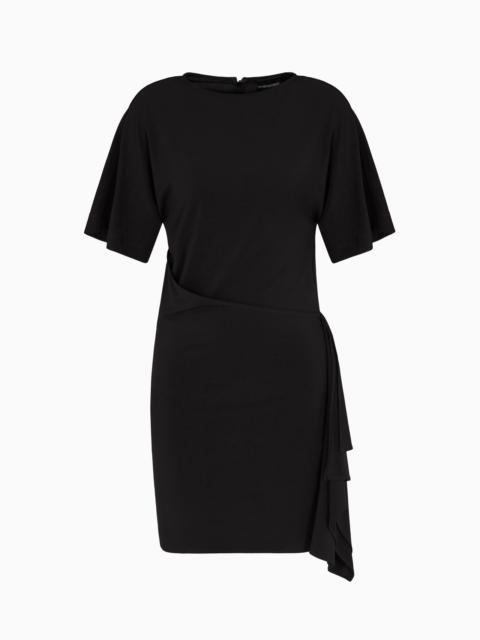 EMPORIO ARMANI DAWN TO DUSK STRETCH-JERSEY DRESS WITH FLOUNCE