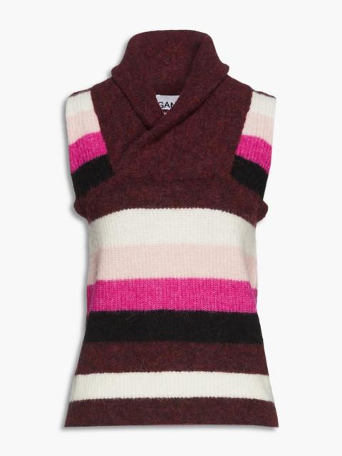 GANNI Paneled striped knitted vest