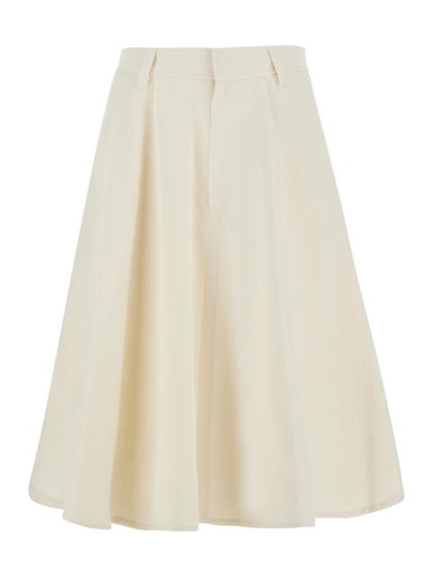 Brunello Cucinelli Brunello Cucinelli Women White Flared Skirt With Monile Detail On The Back In Cotton Blend For Women
