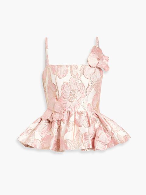 PatBO Metallic jacquard peplum top