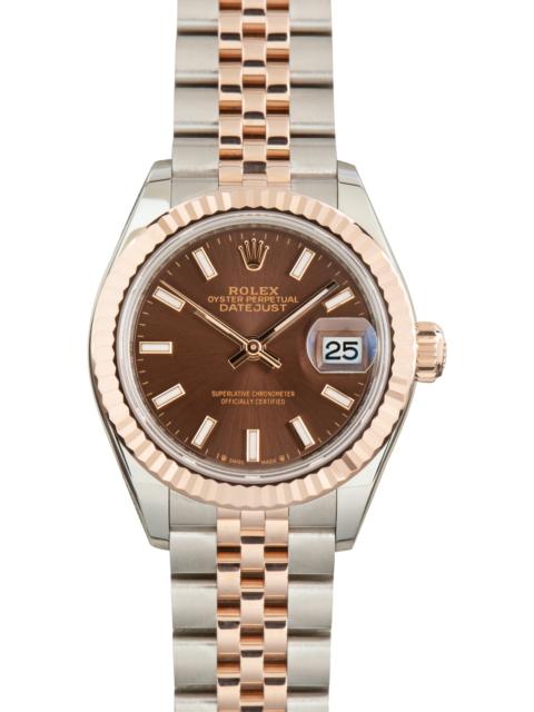 ROLEX Used Ladies Datejust 28 Steel & Everose Gold Ref 279171 Chocolate Dial
