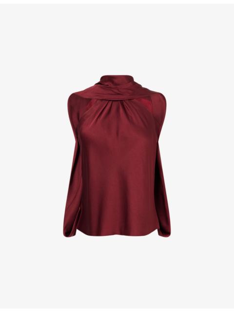SIMKHAI Scarlett Cape Satin Top