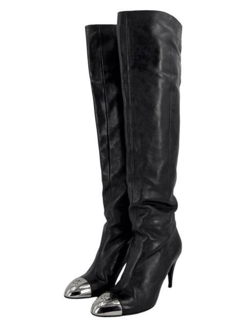 Chanel Fall 2008 Karl Lagerfeld Steel Toe Leather High Boot 37