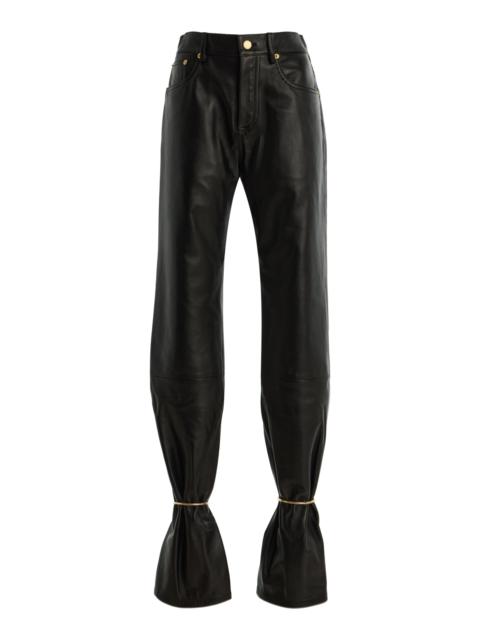 DARKPARK Marion Cuffed Plonge-Leather Straight-Leg Pants black