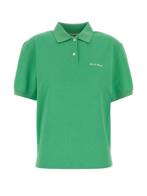 Miu Miu Miu Miu Women Green Piquet Polo Shirt