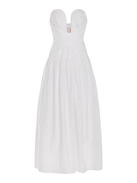 CAROLINA HERRERA Strapless Stretch-Cotton A-Line Dress white