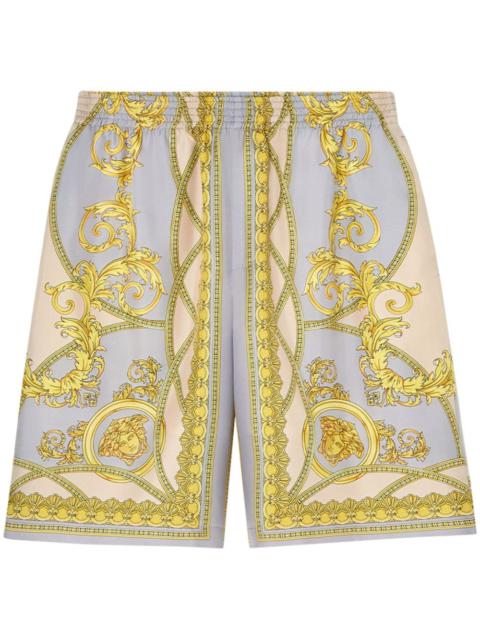Versace Men Barocco Print Silk Shorts