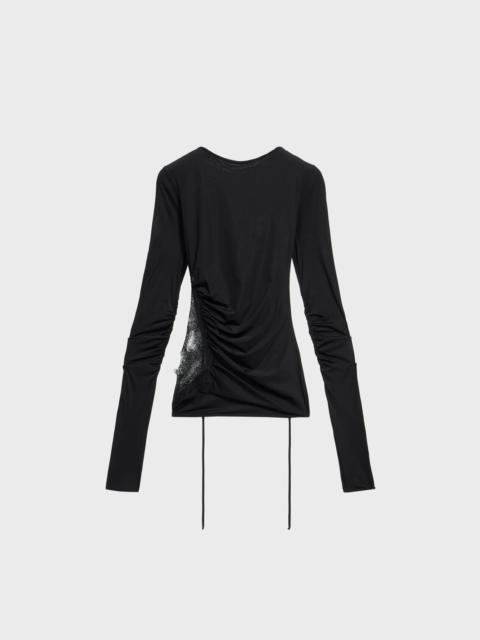 Blumarine JERSEY TOP WITH SCALLOPED LACE INSERTS