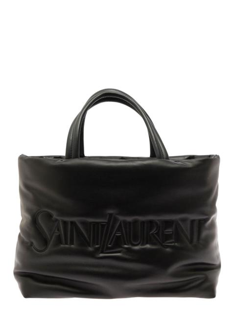 SAINT LAURENT Saint Laurent Men Black Tote Bag With Logo Lettering In Quilted Leather Man