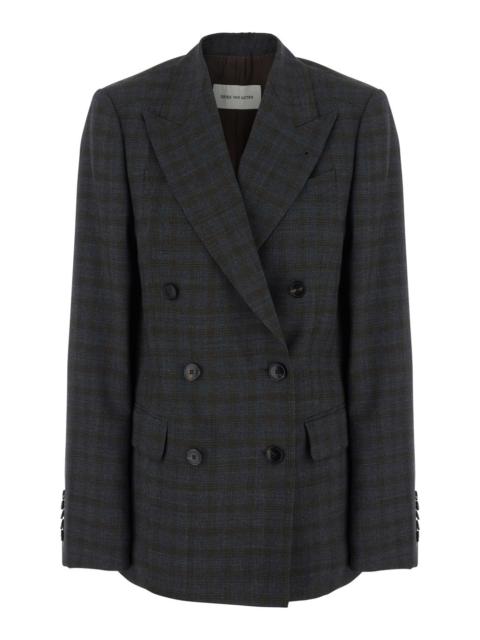 Dries Van Noten Dries Van Noten Women 'Barrysta' Brown Double-Breasted Jacket With Peak Revers And Check Motif All-O