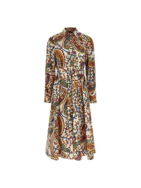Etro ETRO Paisley Foliage Multicolor Cotton Dress New & Authentic
