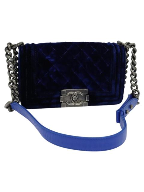 CHANEL CHANEL Matelasse Chain Boy CHANEL Shoulder Bag Velor Blue CC