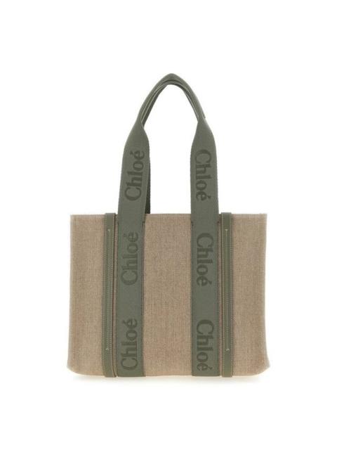 Chloé Chloe Medium Green Linen Shopper Tote Bag New & Authentic