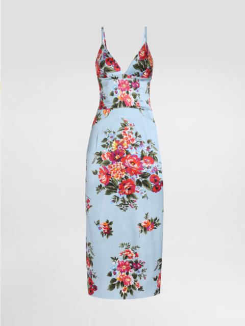 Dolce & Gabbana Flower bouquet-print satin dress