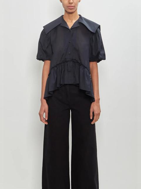 Simone Rocha Ramie Cotton Sailor Collar Puff Sleeve Shirt