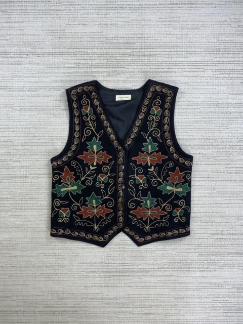 Other Designers Japanese Brand × Vintage - Vintage Eptemete Flower Embroidered Art Black Vest
