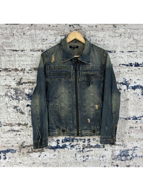 Other Designers IN THE ATTIC DISTRESSED STUDED PUNK STYLE DENIM JACKET