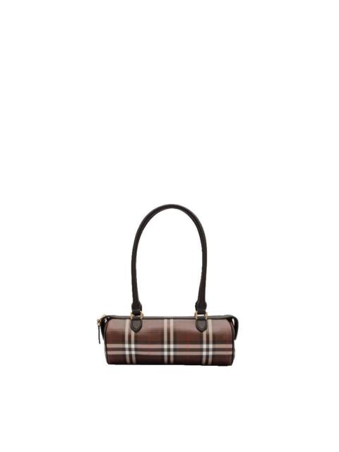 Burberry BURBERRY Mini Check Barrel Beige Leather Trim Bag New & Auth
