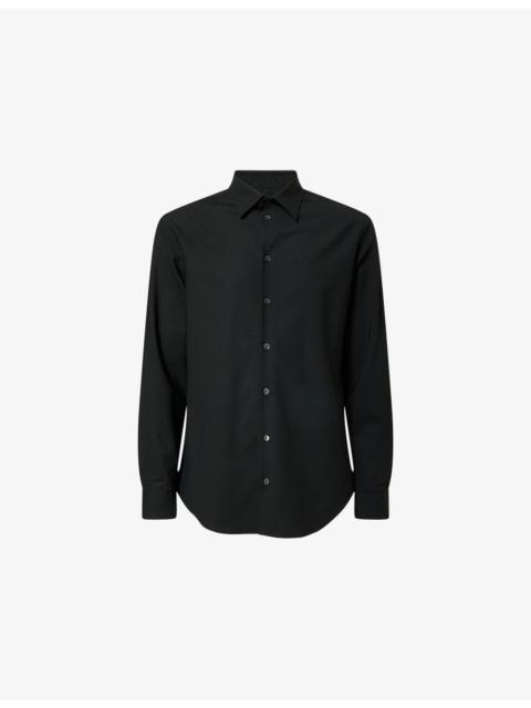 EMPORIO ARMANI Logo-Embroidered Wool-Blend Shirt
