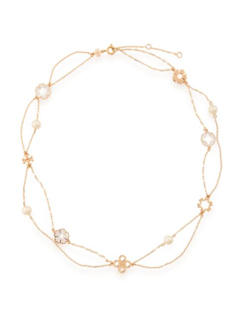 TORY BURCH Tory Burch Forget Me Not Layered 18kt Gold-plated Necklace