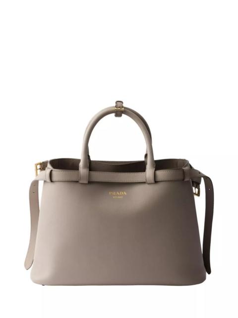 Prada Buckle Medium Leather Handbag with Double Belt