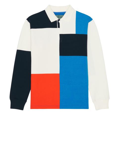 BEAMS PLUS Knit Ragger Color Block On Embroidery