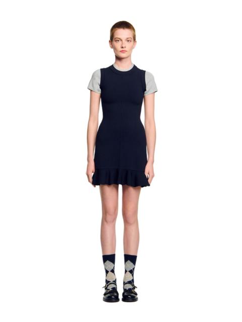 Sandro SANDRO 2-in-1 short knit dress in Navy Blue at Nordstrom