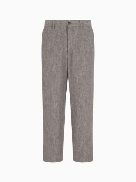 GIORGIO ARMANI FLAT-FRONT TROUSERS IN A VISCOSE AND WOOL-BLEND JACQUARD