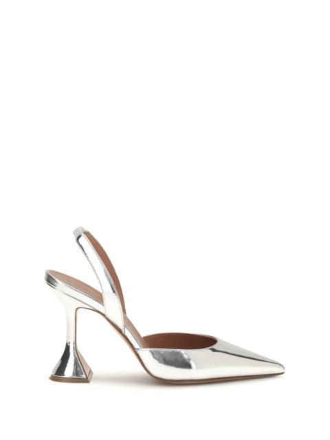 Amina Muaddi Amina Muaddi Holli Mirror-finish Slingback Pumps Silver