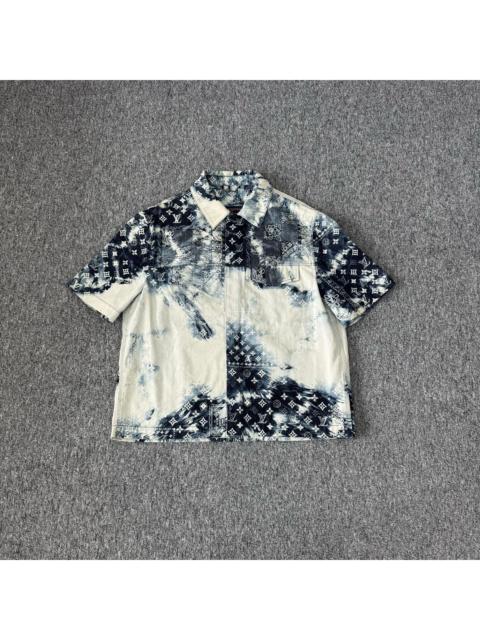 Louis Vuitton Louis Vuitton LV 2022 model print all-over logo denim short-sleeve shirt
