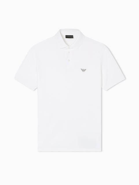 EMPORIO ARMANI PIQUÉ POLO SHIRT WITH EMBROIDERED EAGLE